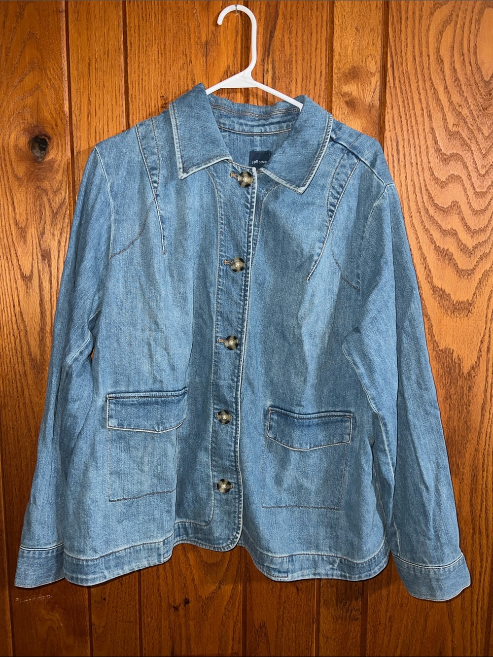 J. Jill Light Blue Denim Button-Up Jacket Size XL Tall
